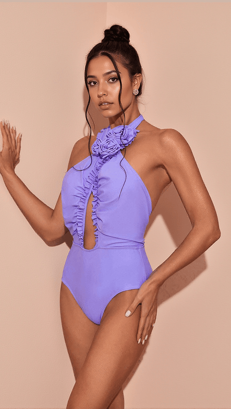 CALLY HALTERNECK SWIMWEAR TWO PIECE SET IN LILAC
