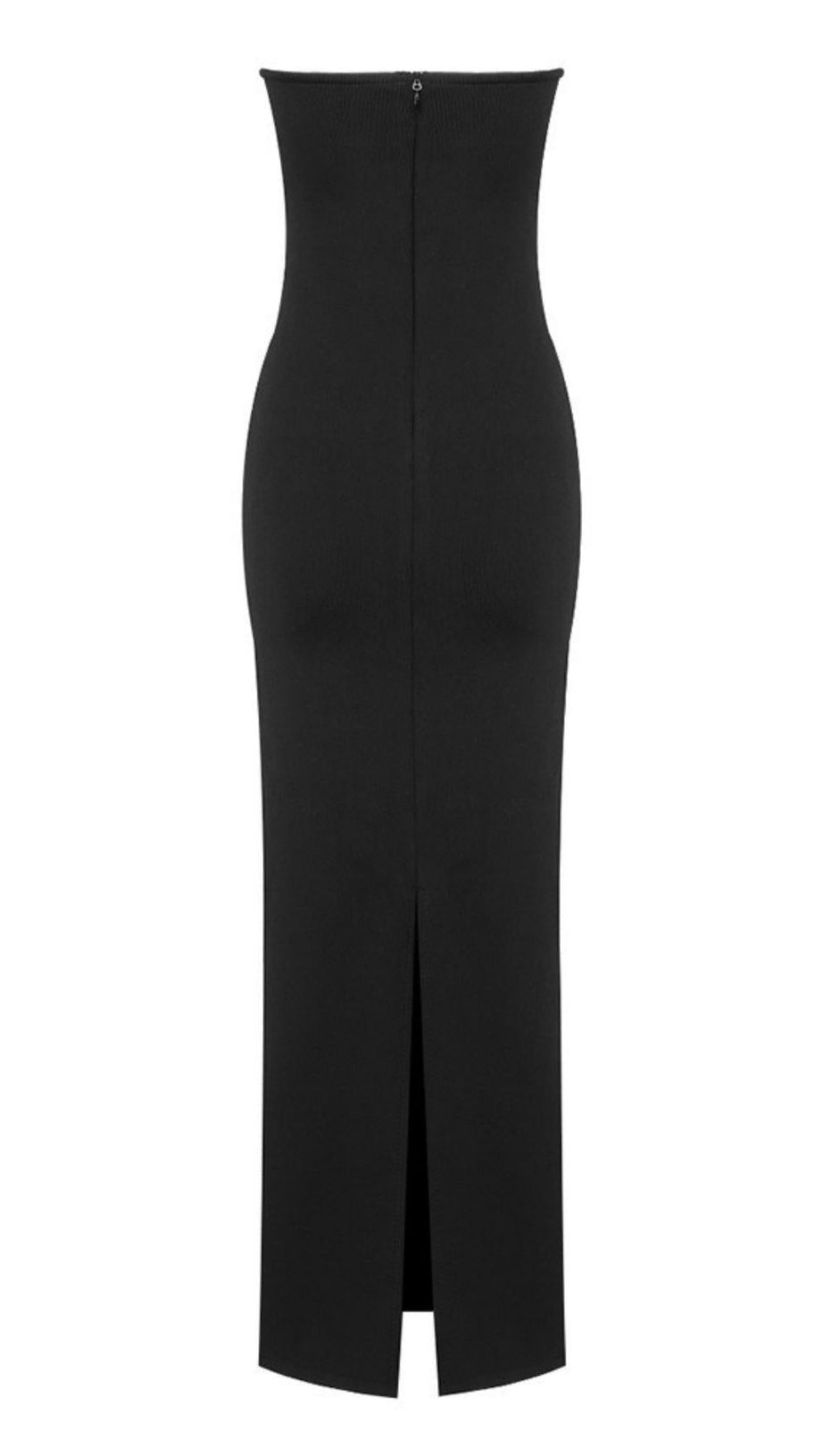 STRAPLESS CUT OUT MAXI DRESS IN BLACK