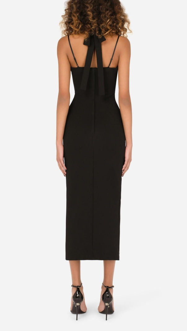 AIIZIE HALTER CUT OUT MIDI DRESS IN BLACK - product image