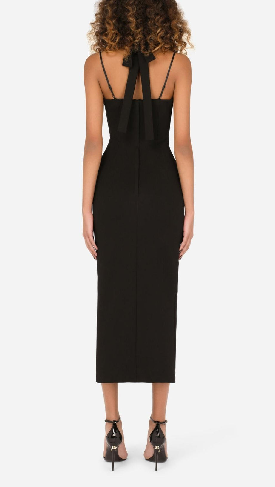 HALTER CUT OUT MIDI DRESS IN BLACK