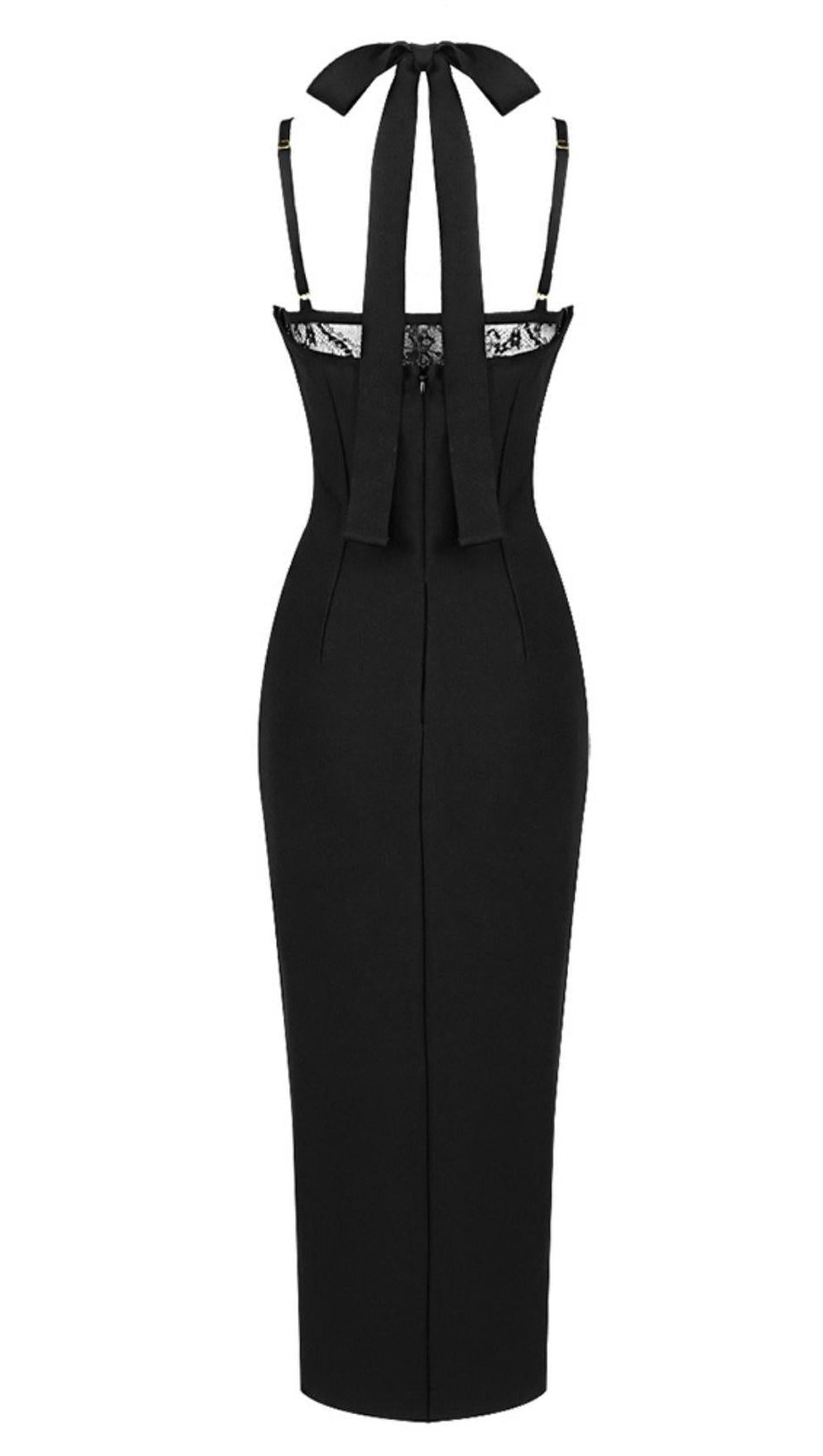 HALTER CUT OUT MIDI DRESS IN BLACK