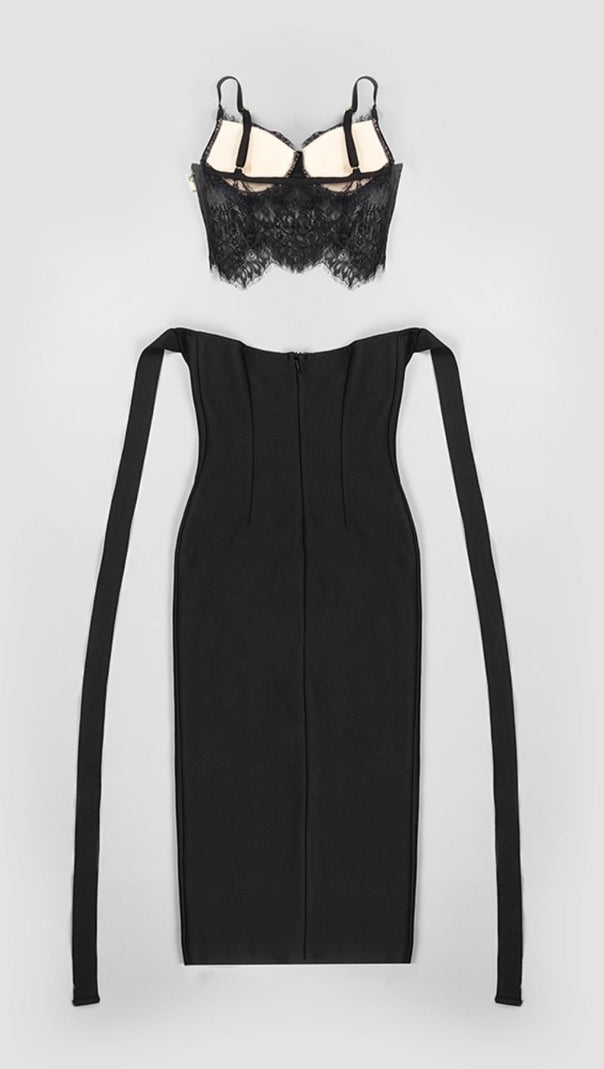AIIZIE HALTER CUT OUT MIDI DRESS IN BLACK - product image