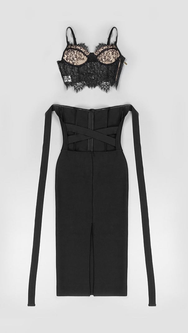 AIIZIE HALTER CUT OUT MIDI DRESS IN BLACK - product image