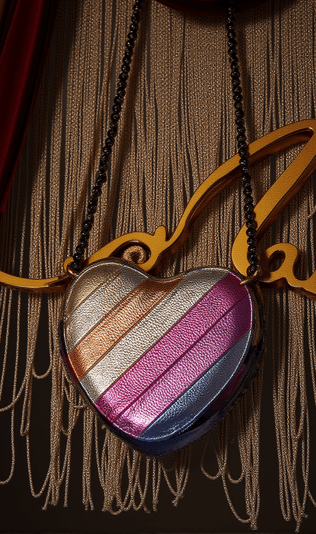 Iskra Metallic Heart Leather Clutch