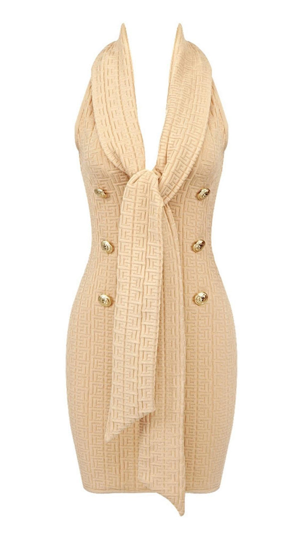 AIIZIE SLEEVELESS V NECK MINI DRESS IN APRICOT - product image