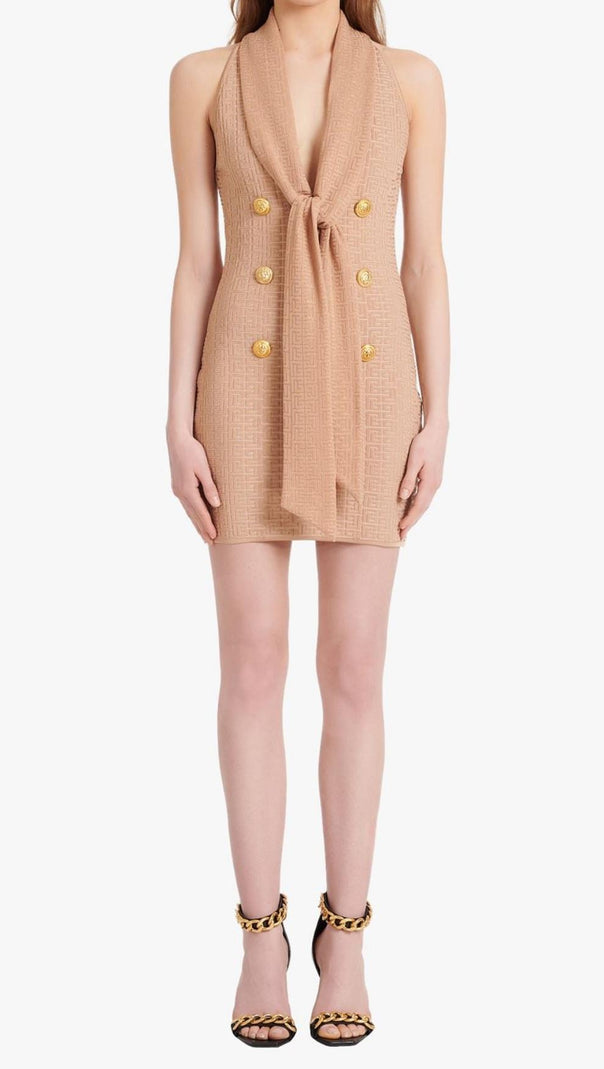 AIIZIE SLEEVELESS V NECK MINI DRESS IN APRICOT - product image