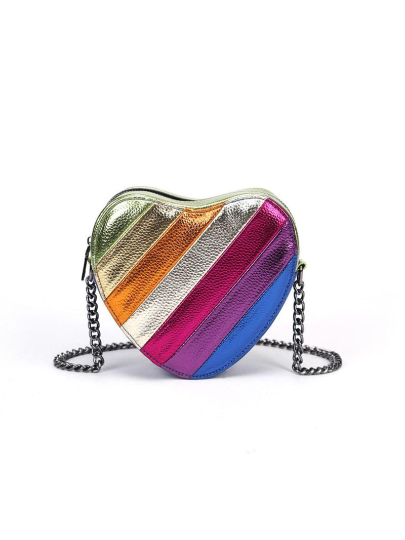 Iskra Metallic Heart Leather Clutch