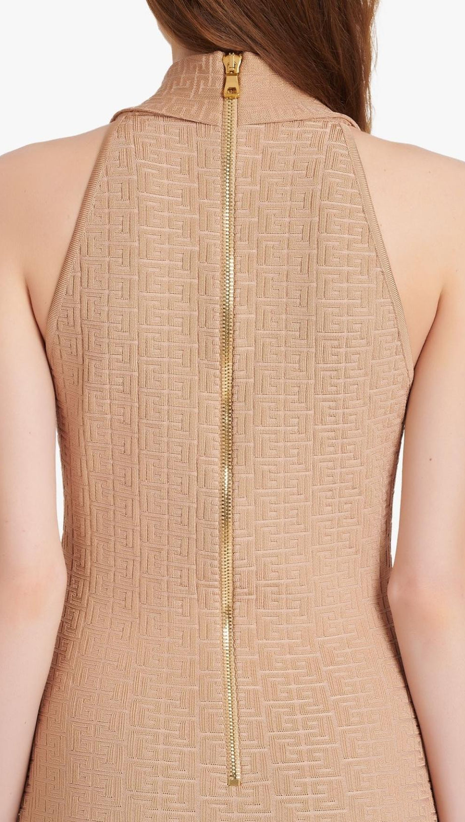 SLEEVELESS V NECK MINI DRESS IN APRICOT