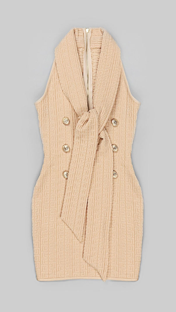 AIIZIE SLEEVELESS V NECK MINI DRESS IN APRICOT - product image