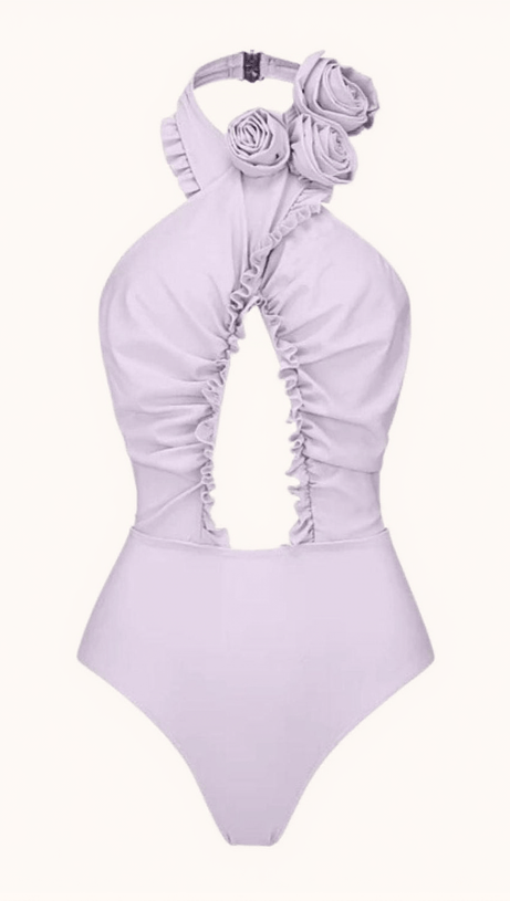 CALLY HALTERNECK SWIMWEAR TWO PIECE SET IN LILAC
