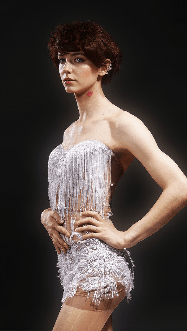 AIIZIE GADIEL STRAPLESS SEQUIN CORSET MESH DRESS - product image
