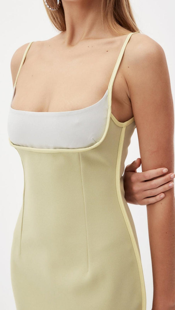 AIIZIE BANDAGE BACKLESS MIDI DRESS IN BUFF - product image