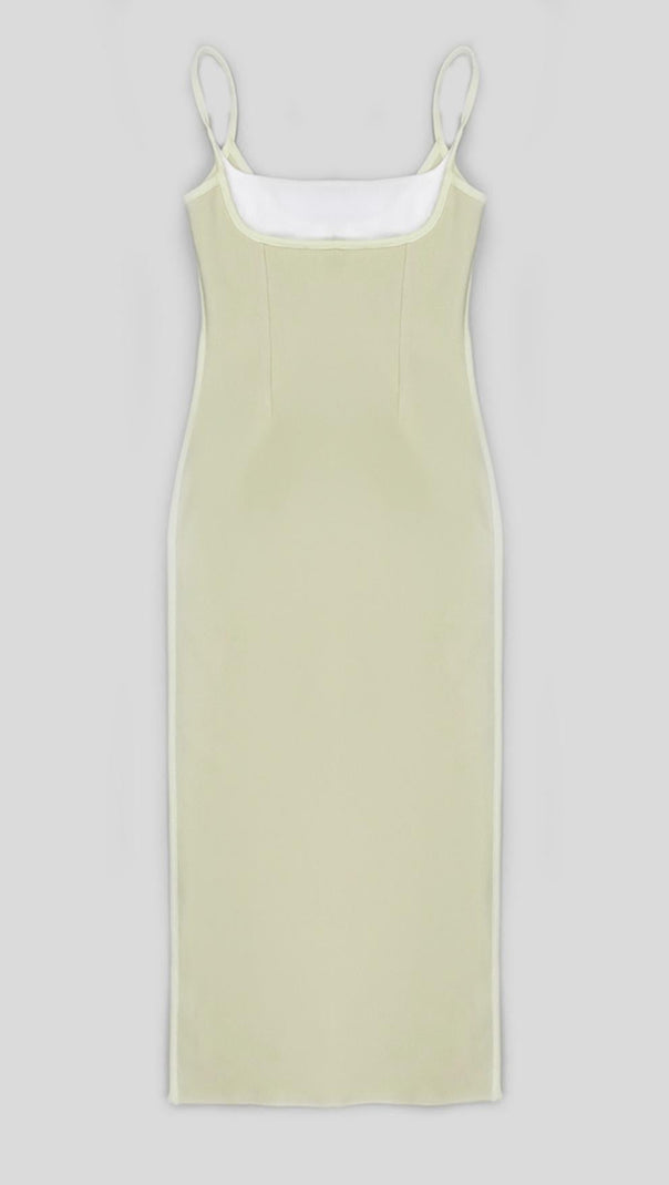 AIIZIE BANDAGE BACKLESS MIDI DRESS IN BUFF - product image