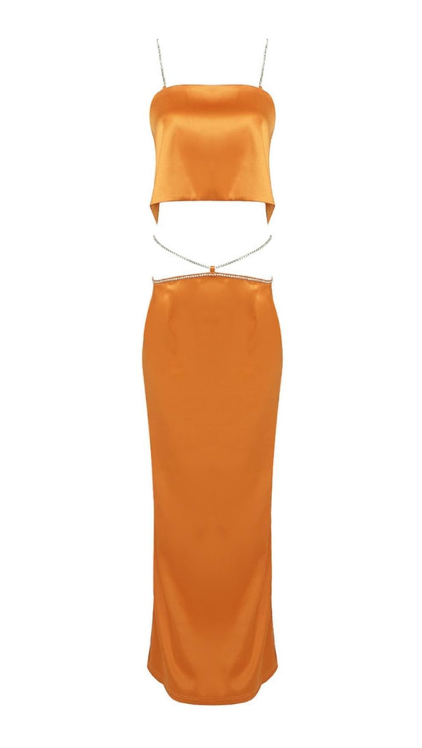AIIZIE STRAP BACKLESS TWO PIECE SET IN ORANGE - product image