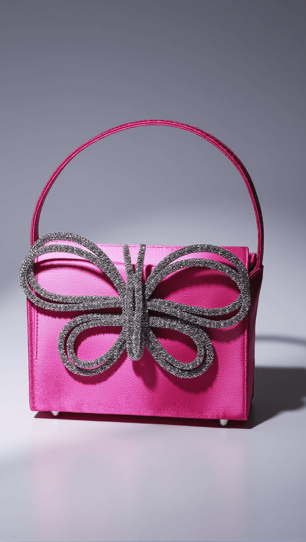AIIZIE FIA CRYSTAL BUTTERFLY CLUTCH IN HOT PINK - product image
