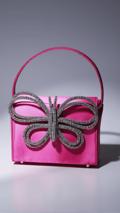 FIA CRYSTAL BUTTERFLY CLUTCH IN HOT PINK