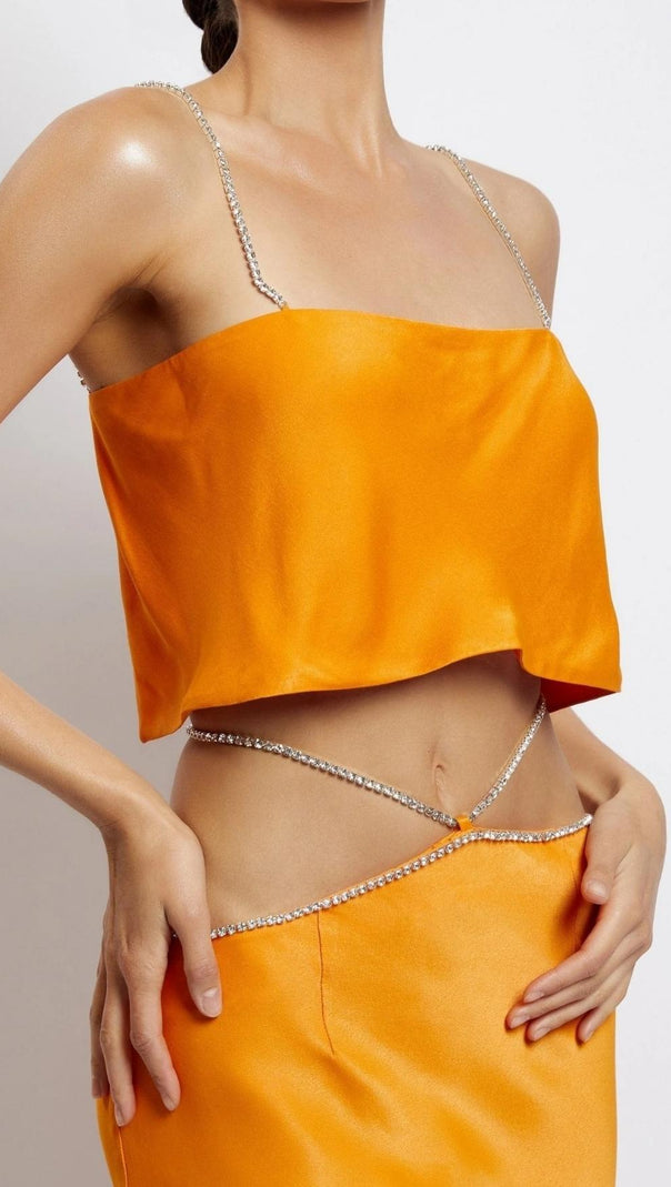 AIIZIE STRAP BACKLESS TWO PIECE SET IN ORANGE - product image