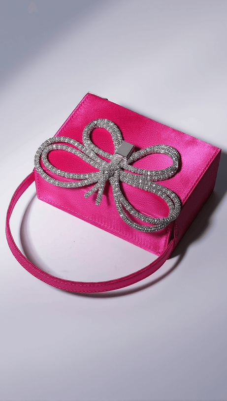 FIA CRYSTAL BUTTERFLY CLUTCH IN HOT PINK
