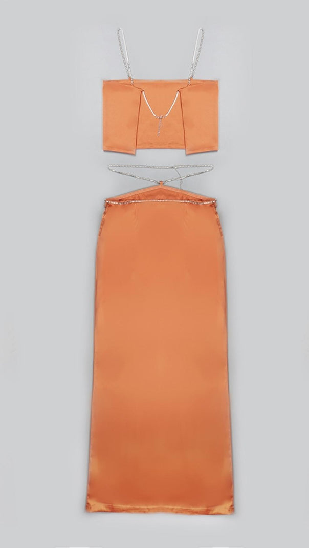 AIIZIE STRAP BACKLESS TWO PIECE SET IN ORANGE - product image