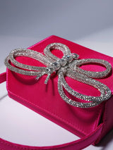 Fia Crystal Butterfly Clutch In Hot Pink