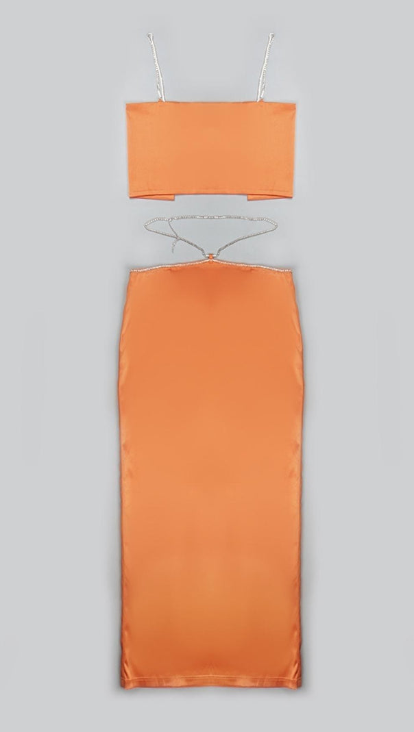 AIIZIE STRAP BACKLESS TWO PIECE SET IN ORANGE - product image