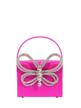 Fia Crystal Butterfly Clutch In Hot Pink