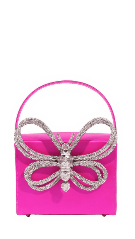 FIA CRYSTAL BUTTERFLY CLUTCH IN HOT PINK