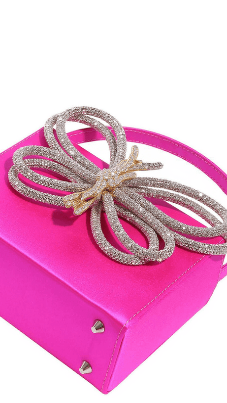FIA CRYSTAL BUTTERFLY CLUTCH IN HOT PINK