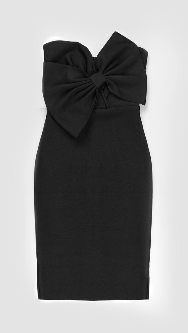 AIIZIE OFF THE SHOULDER BOWKNOT MIDI DRESS - product image