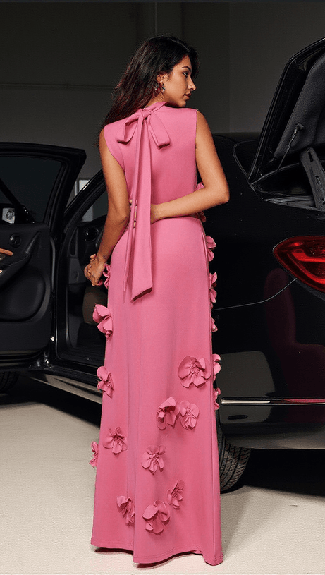 ABITO LUNGO SENZA MANICHE A FIORI LILURI