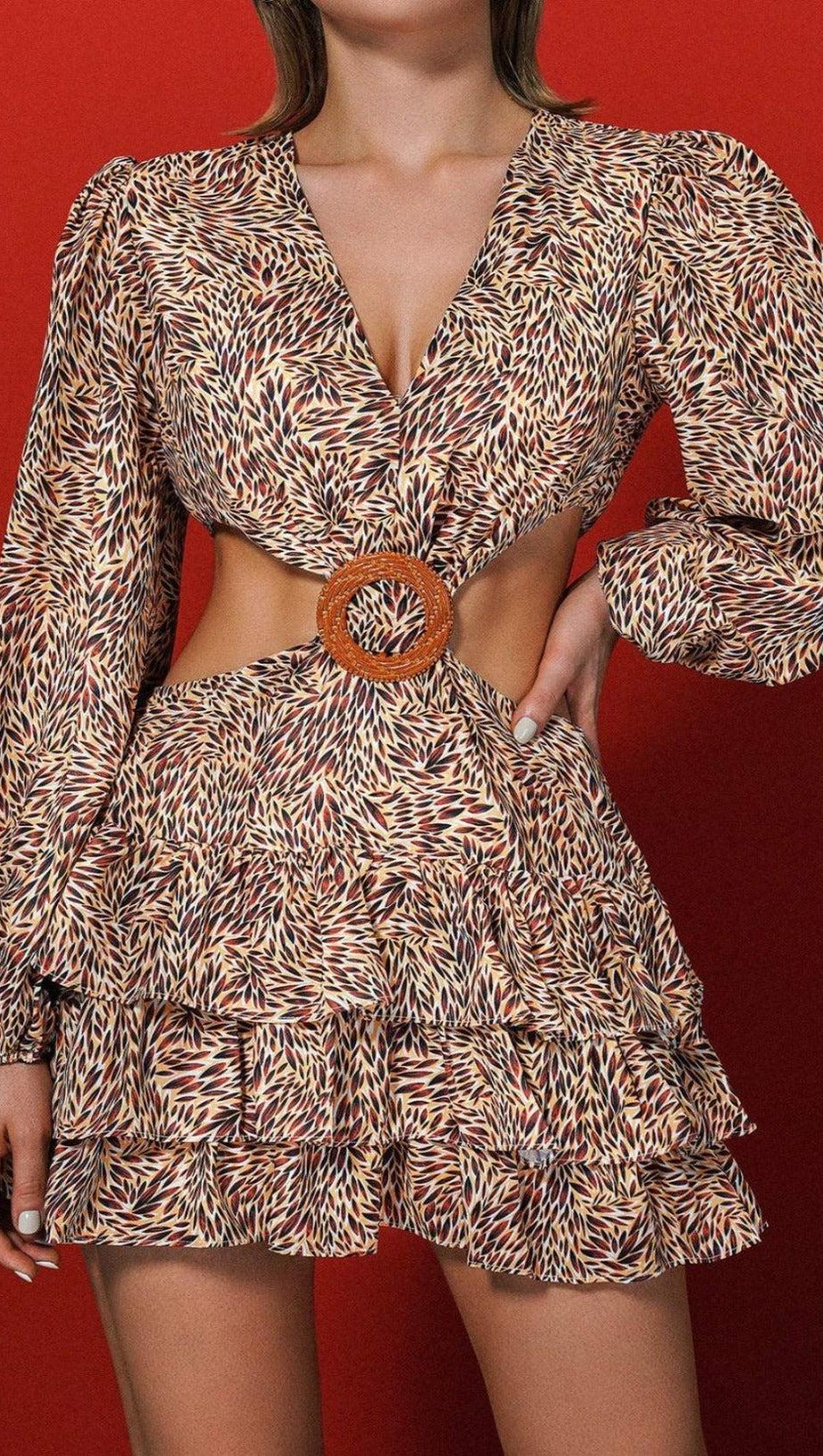 CABLE PRINTED MINI DRESS