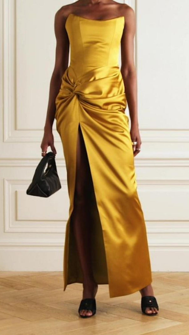AIIZIE STRAPLESS CORSET MAXI DRESS IN YELLOW - product image