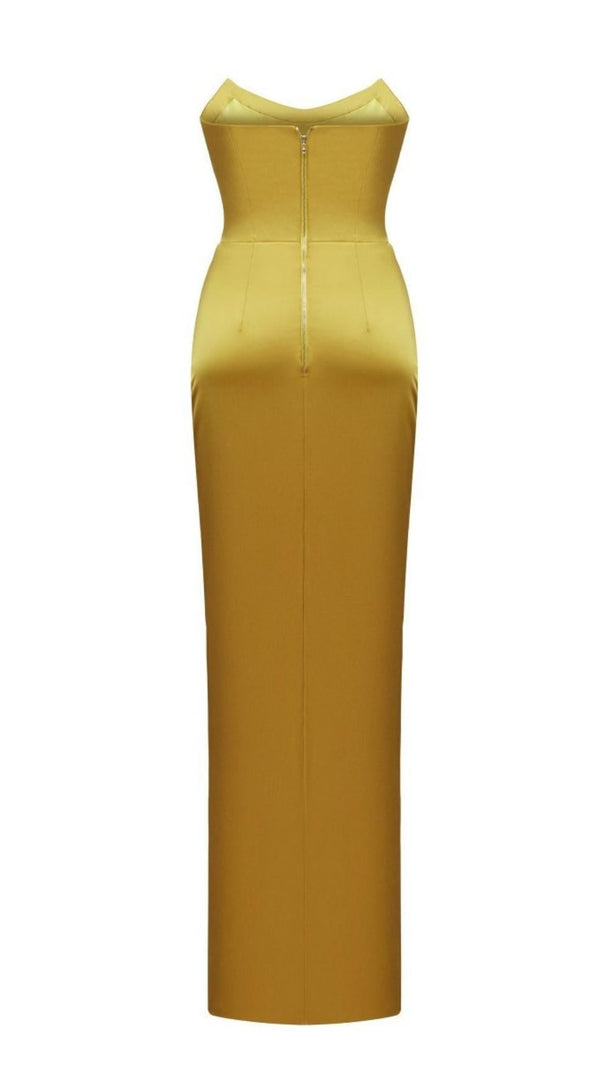 AIIZIE STRAPLESS CORSET MAXI DRESS IN YELLOW - product image