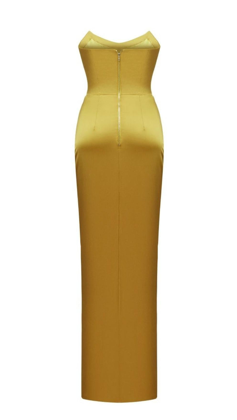 ABITO LUNGO CON CORSETTO SENZA SPALLINE IN GIALLO