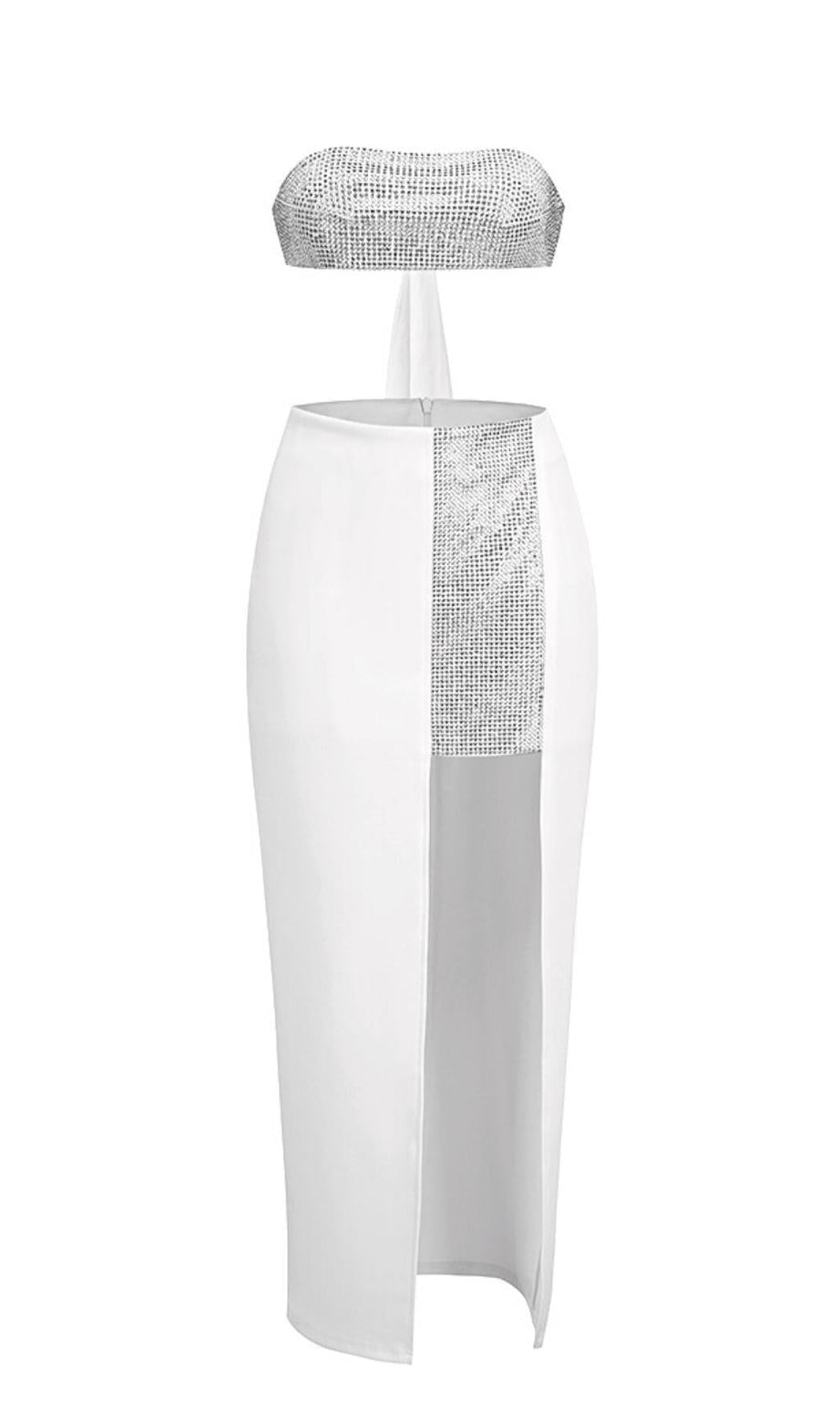 SET DUE PEZZI CON CRISTALLI SENZA SPALLINE