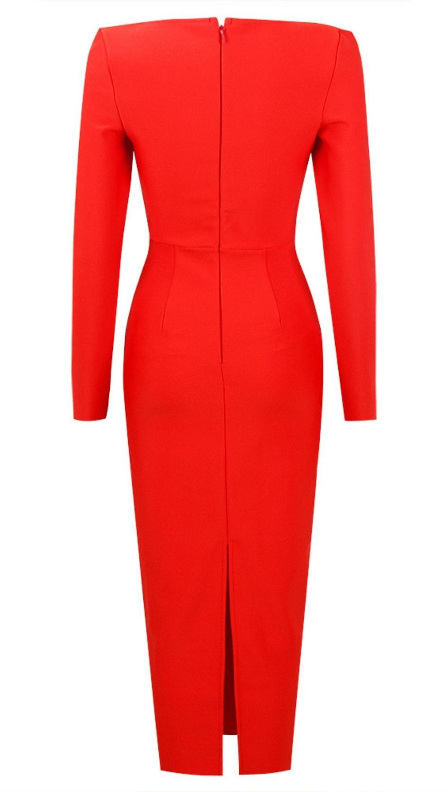 BANDAGE LANGARM MIDIKLEID IN ROT