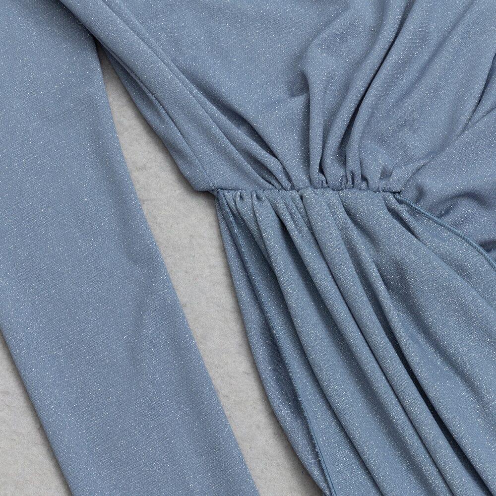 AIIZIE HALF TURTLENECK LONG SLEEVE PLEATED IRREGULAR BODYCON DRESS - product image