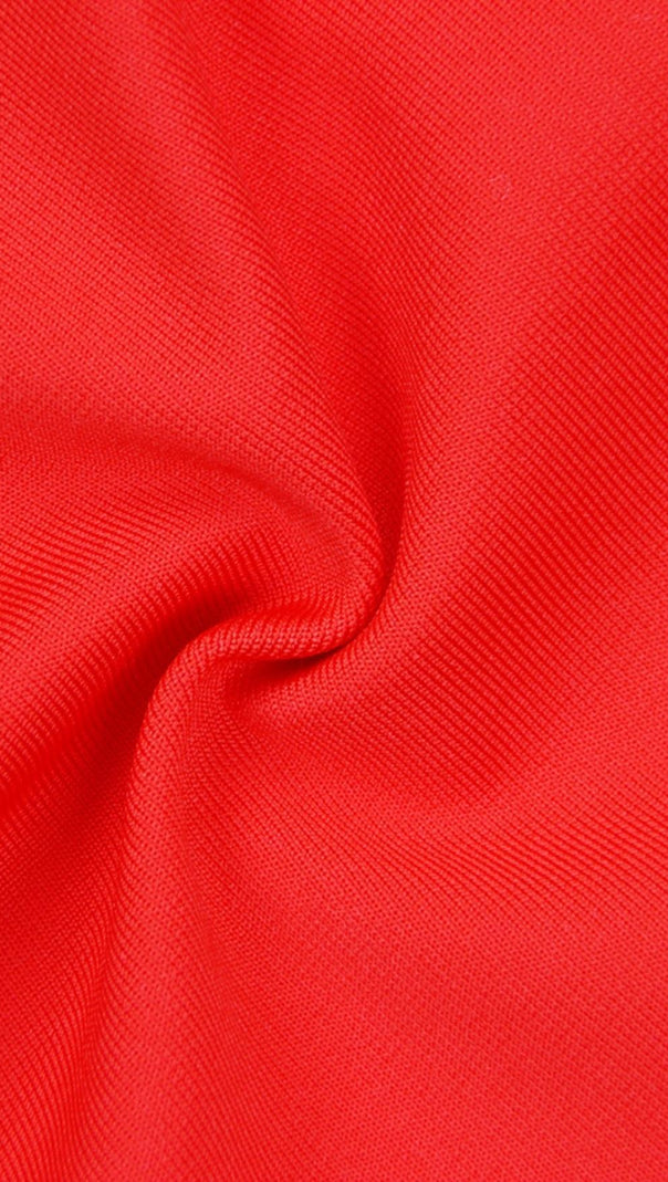 ABITO MIDI A MANICHE LUNGHE CON BENDAGGI ROSSO