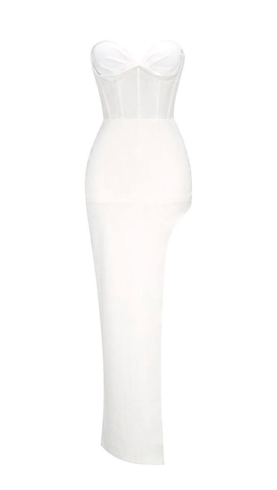 STRAPLESS GAUZE MAXI DRESS IN WHITE
