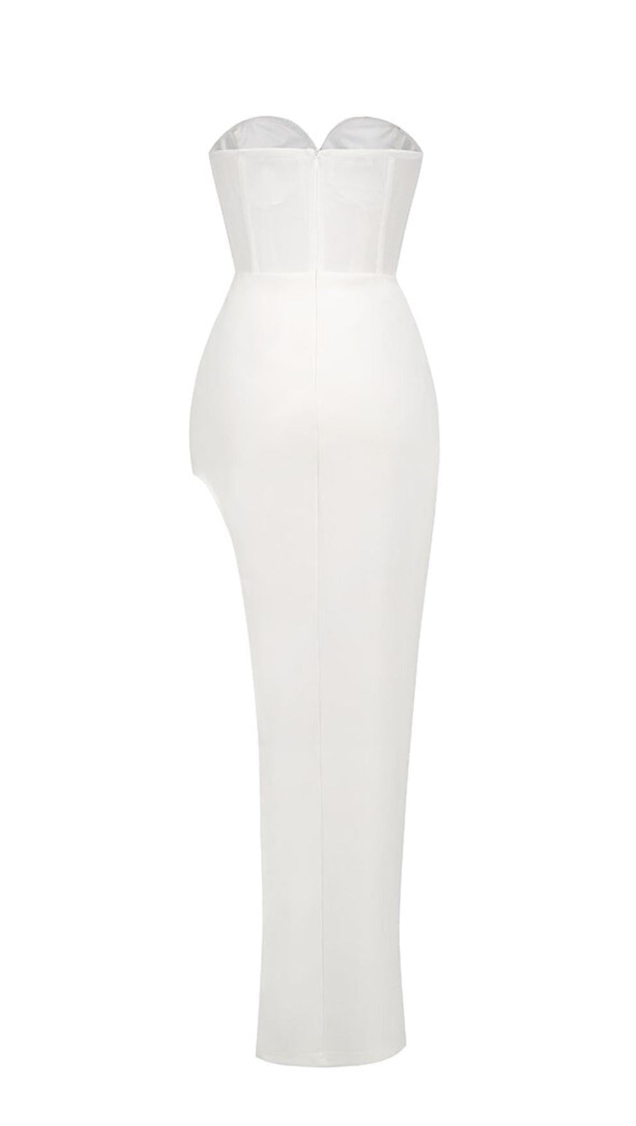 STRAPLESS GAUZE MAXI DRESS IN WHITE