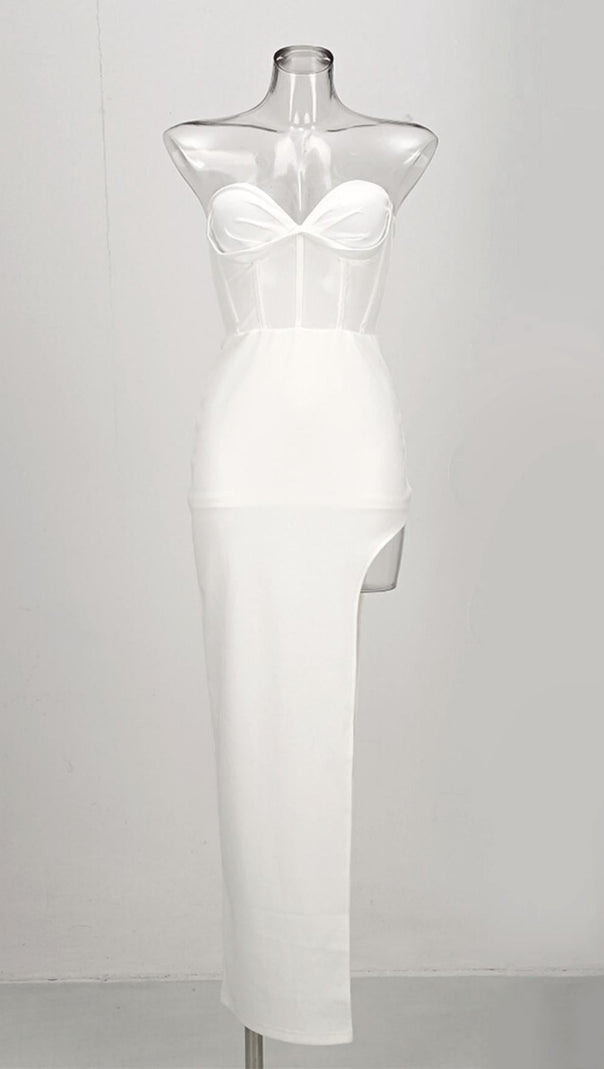 AIIZIE STRAPLESS GAUZE MAXI DRESS IN WHITE - product image