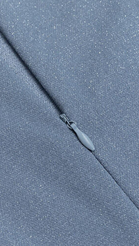 HALF TURTLENECK LONG SLEEVE PLEATED IRREGULAR BODYCON DRESS