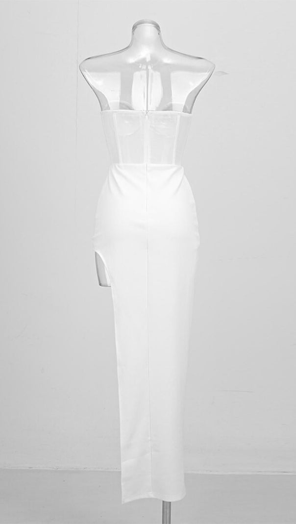 AIIZIE STRAPLESS GAUZE MAXI DRESS IN WHITE - product image