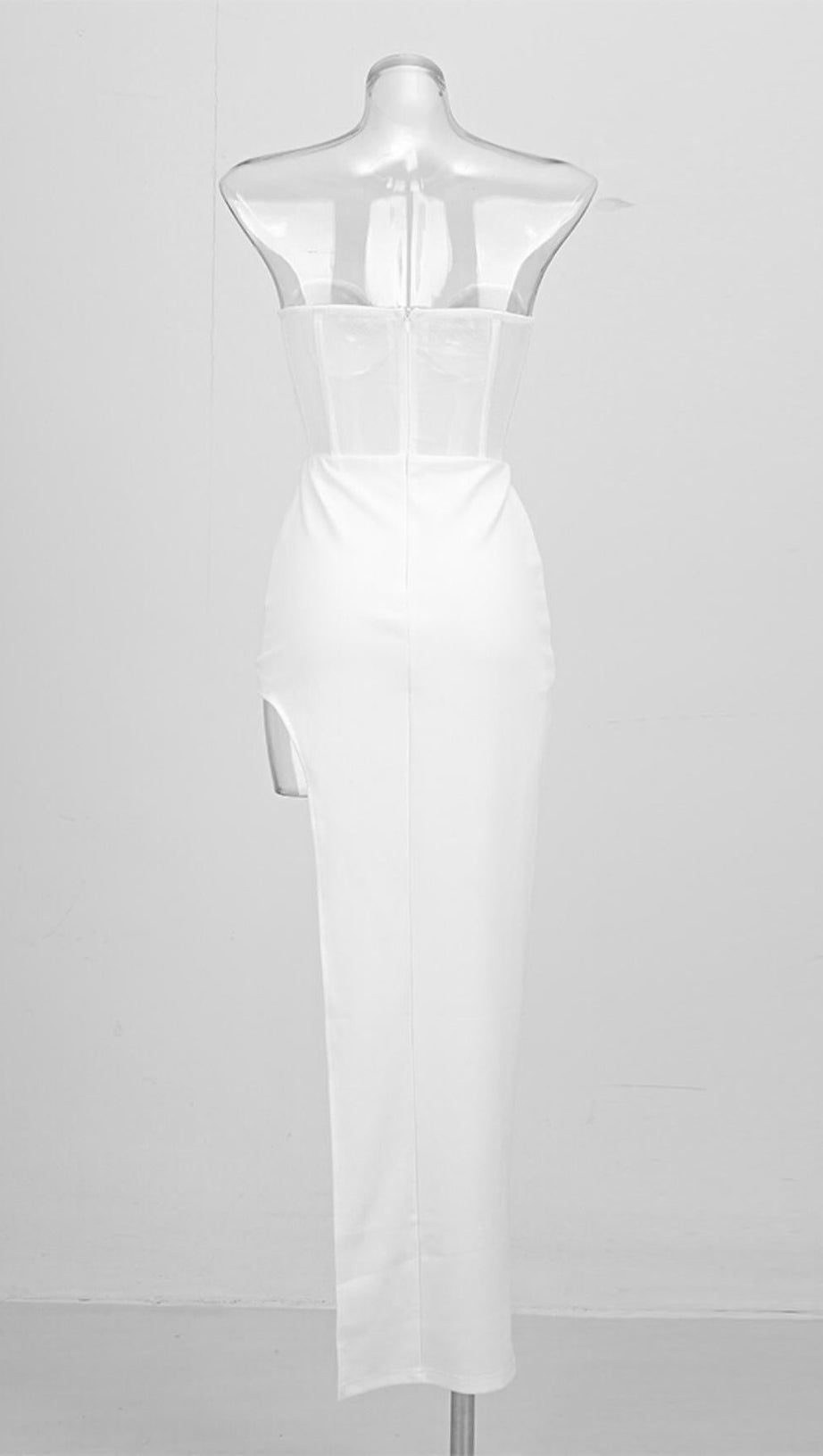STRAPLESS GAUZE MAXI DRESS IN WHITE