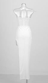 STRAPLESS GAUZE MAXI DRESS IN WHITE