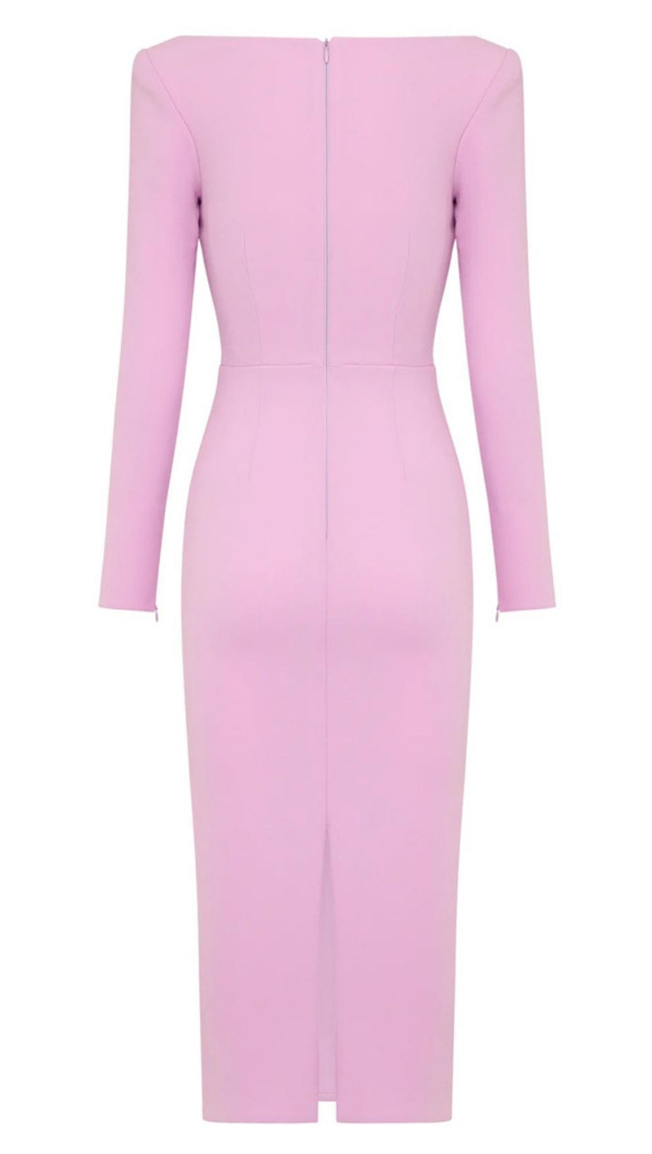 ABITO MIDI A MANICHE LUNGHE CON TAGLIO ROSA