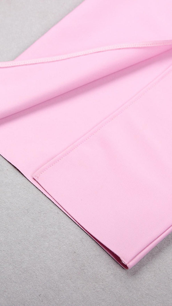 Cut Out Long Sleeve Midi Dress in Pink
