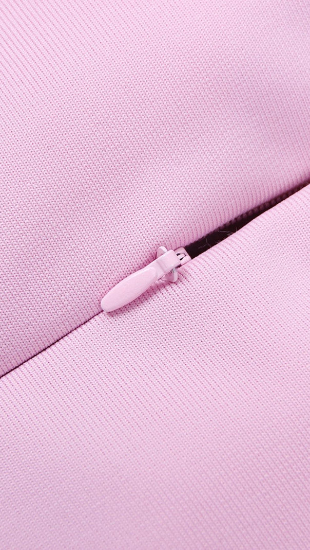 Cut Out Long Sleeve Midi Dress in Pink
