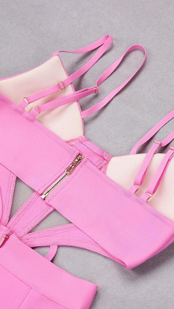 AIIZIE BANDAGE CUT OUT JUMPSUIT IN PINK - product image