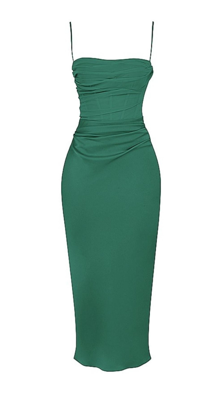 ABITO MIDI CON CORSETTO A CINTURINI VERDE